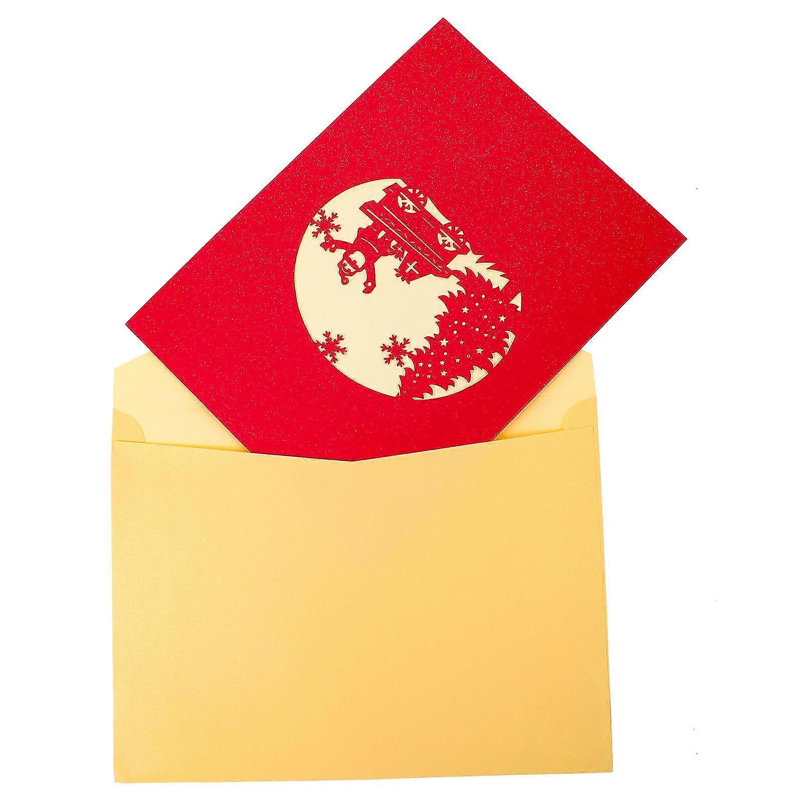 Christmas Card Christmas Greeting Card Writable Blank Inside for Custom Message Assorted Color 20x15cm 3D Design 1Set