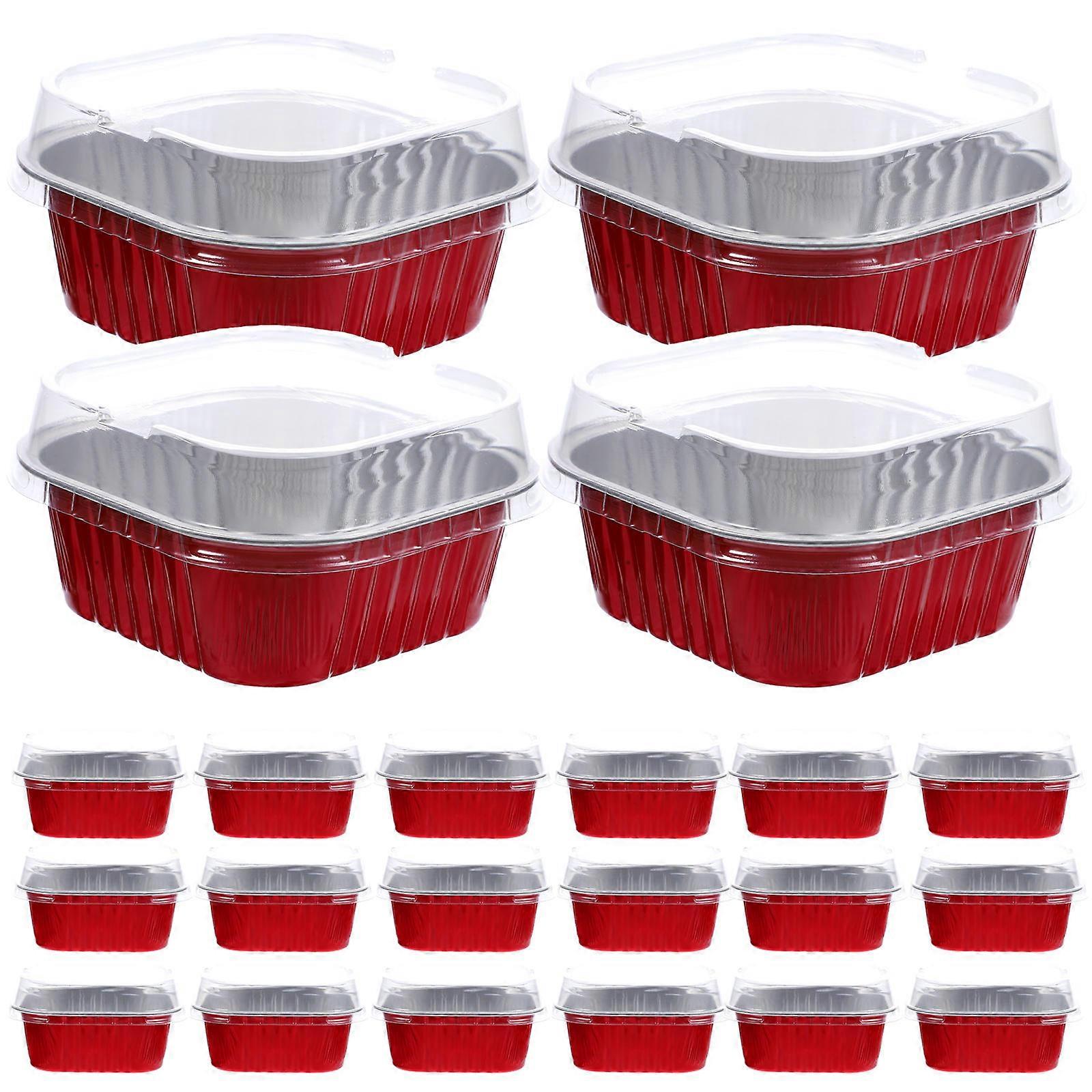 Food Baking Boxes Aluminum Foil Baking Cups Oven Safe For Simple Design Red 11.2X11.2X4.3CM 40Sets