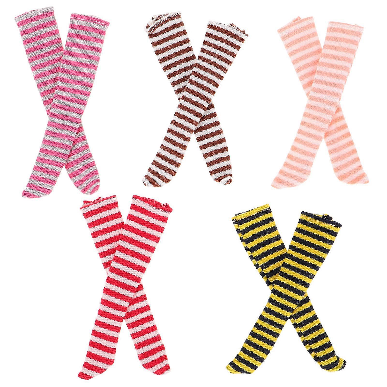 Pretend Play Mini Socks For Dolls Assorted Color Cotton 5Pairs