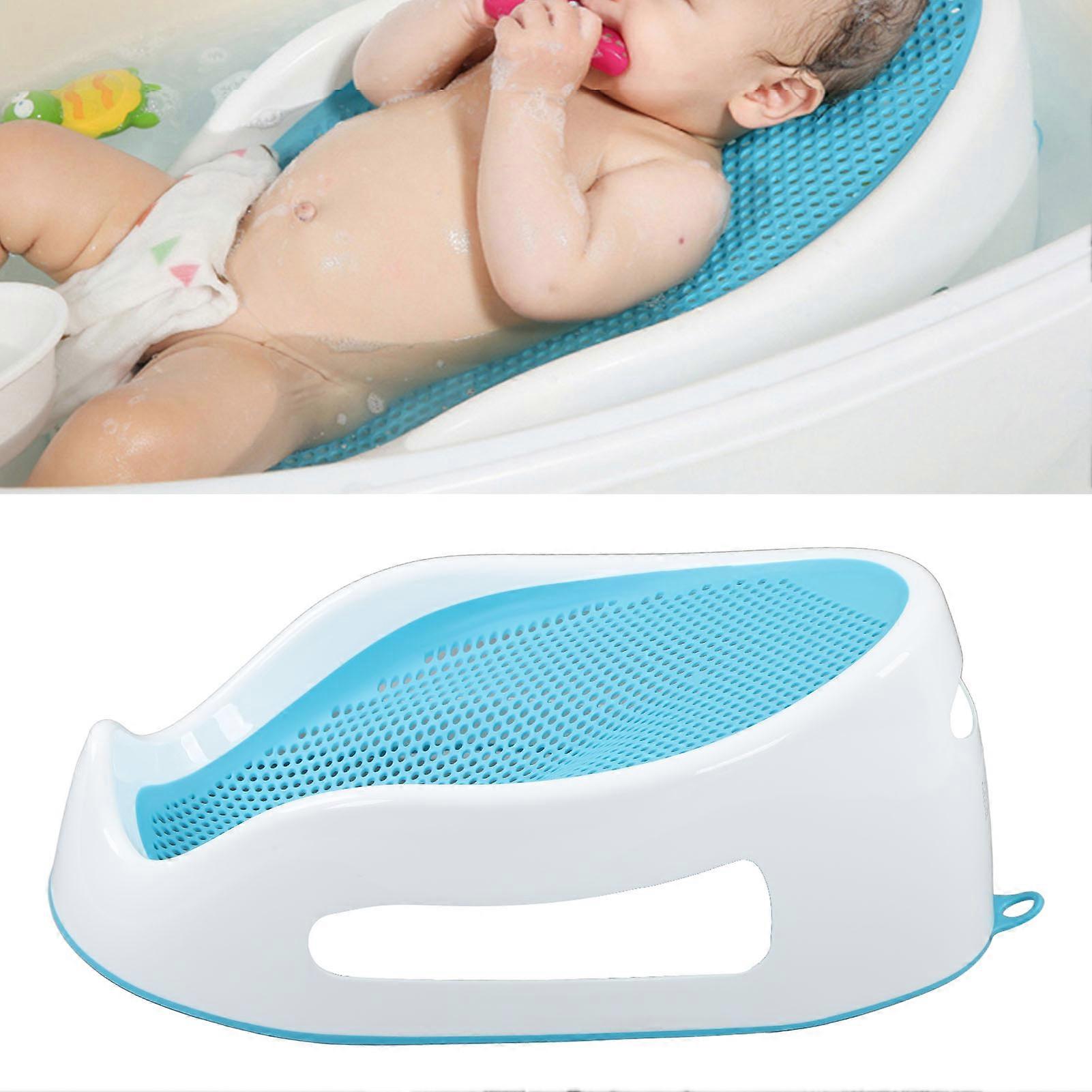 Baby Bath Support TPE Soft Silicone Safe Comfortable Infant Bath Tub Lying Support Bracket for Newborn Light Blue 