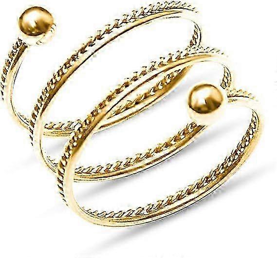 Spring Swirl Spiral Flexible Stainless Steel Beaded Ball Fashion Simple Twist Layered Stacking Ring
