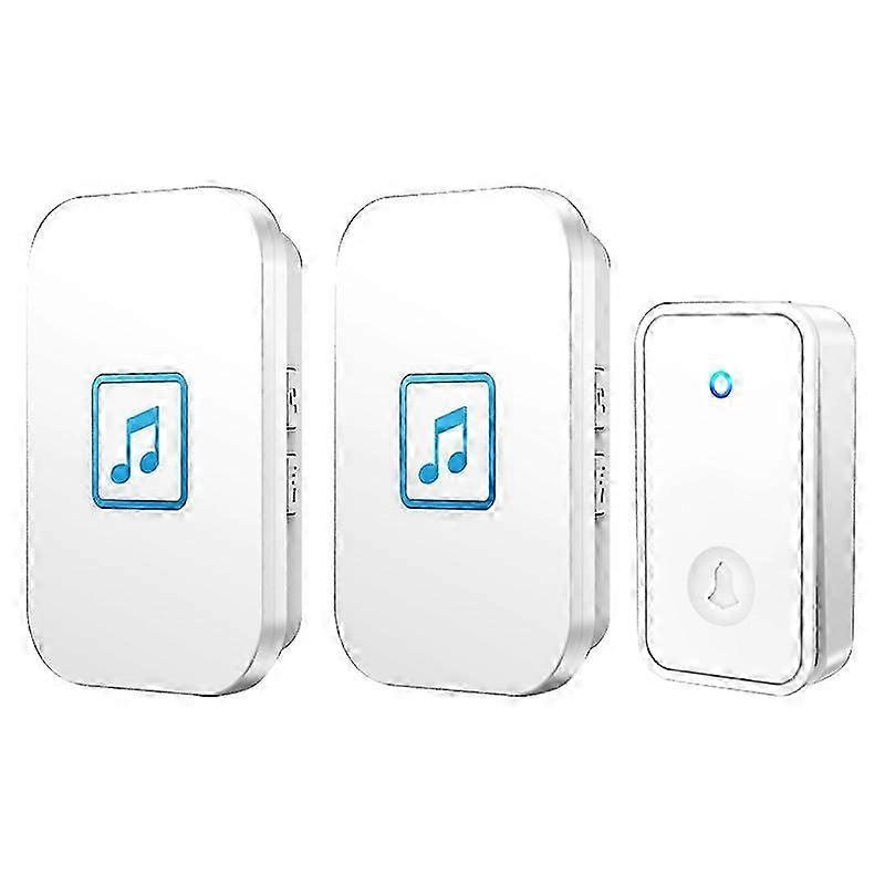 Self-Powered Smart Wireless Doorbell Set with Transmitter and 2 Receivers, Compatible with Various Brands