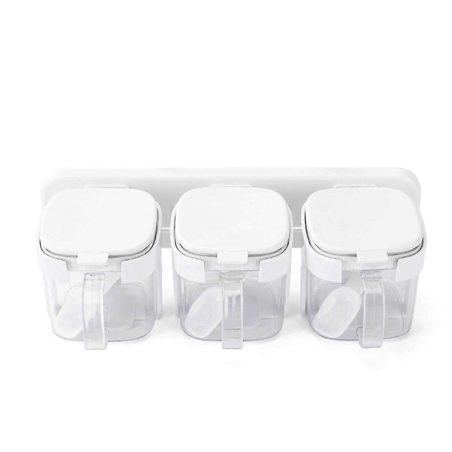 ZHOUBA Contenitore di condimento con coperchio A parete Punch Free Trasparente Tazza Portaspezie Organizer