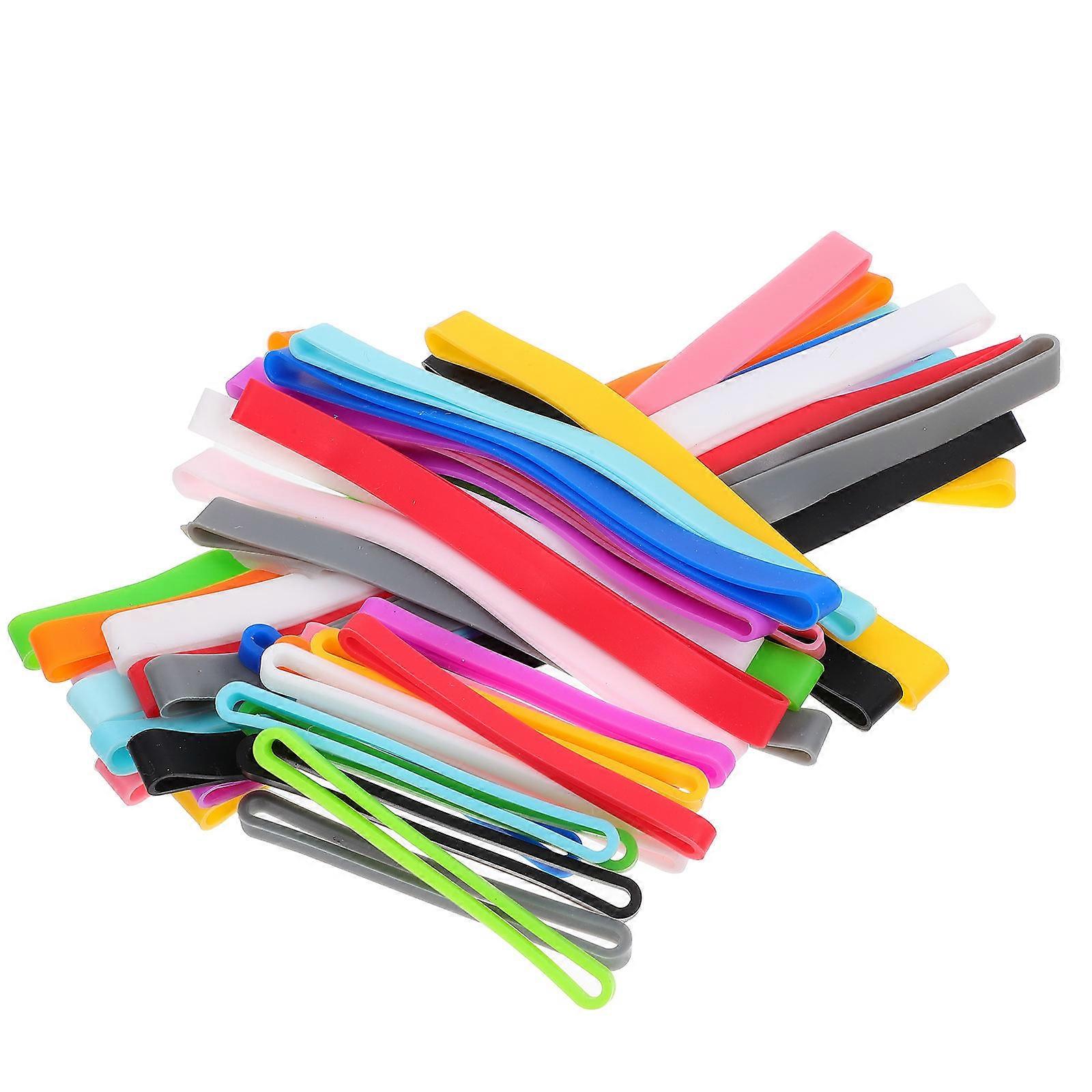 Silicone Elastic Bands for Notebook and Book Wraps 39 Pieces Assorted Color Creative and