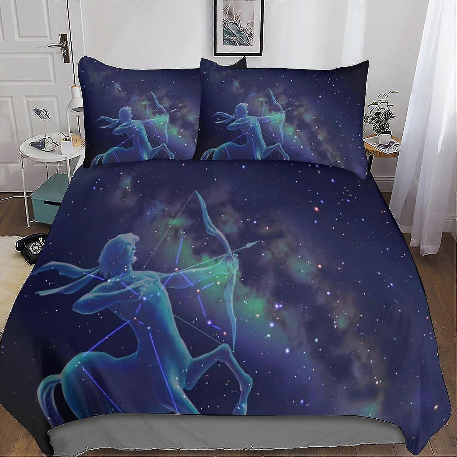 Constellation Bedding Set Soft Microfiber Hidden Zipper Quilt Cover Print Design for Kids and Adults 3-Piece Duvet Cover Sets