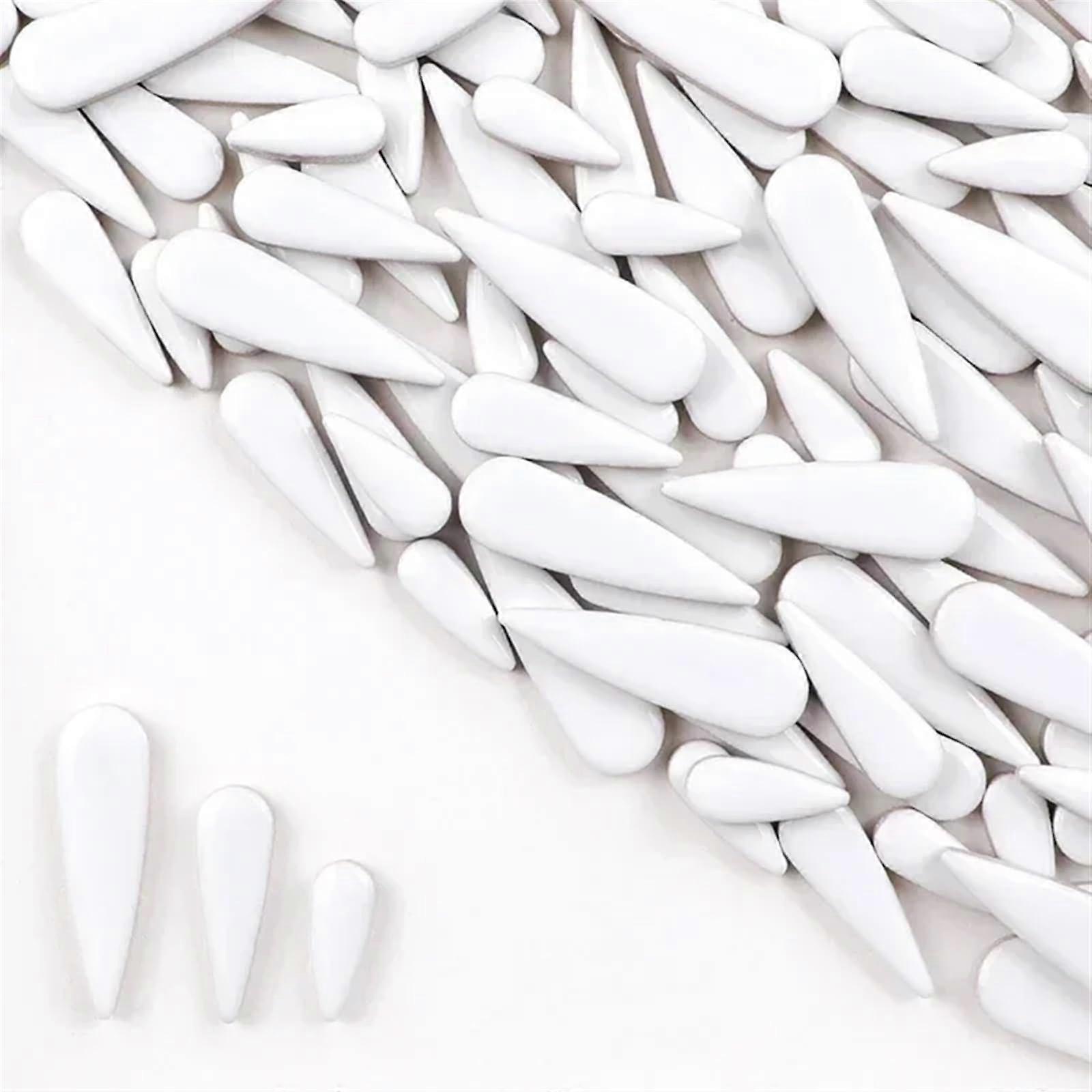 Mosaic Stones 100g Water Drop Ceramic Tiles DIY Porcelain Mosaic Tiles in 3 Sizes and Multiple Colors (White)