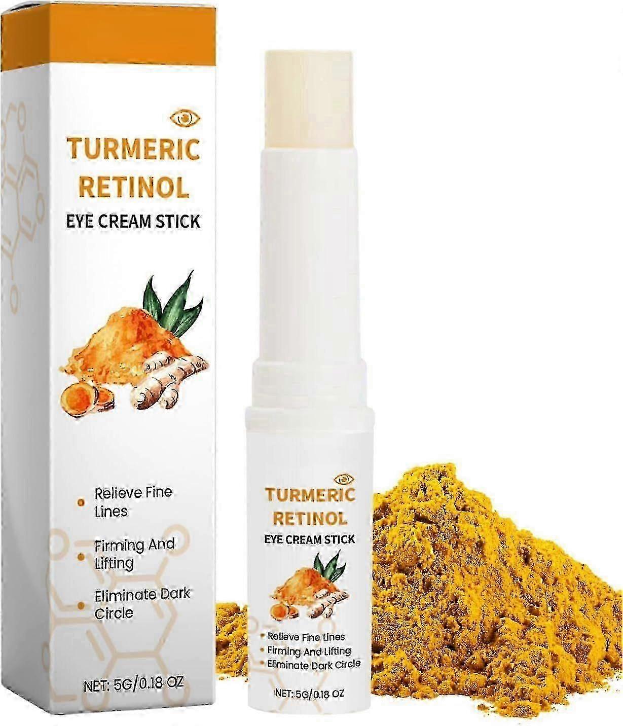 Turmeric Retinol Eye Cream Stick, Under Eye Cream Stick for Dark Circles and Puffy Eyes, Anti-Wrinkle Eye Cream to Smooth and Firm, Reduces Fine Lines