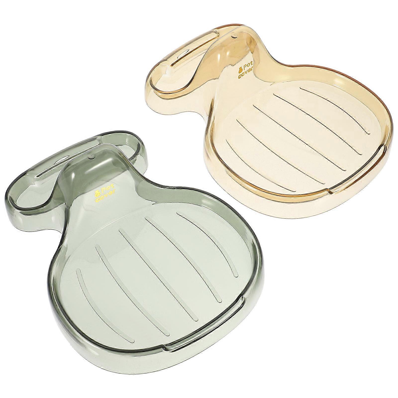 2pcs PP Material Kitchen Pot Lid Holder & Spoon Rest, Heat Resistant Multi Function Utensil Organizer Stand for Countertop