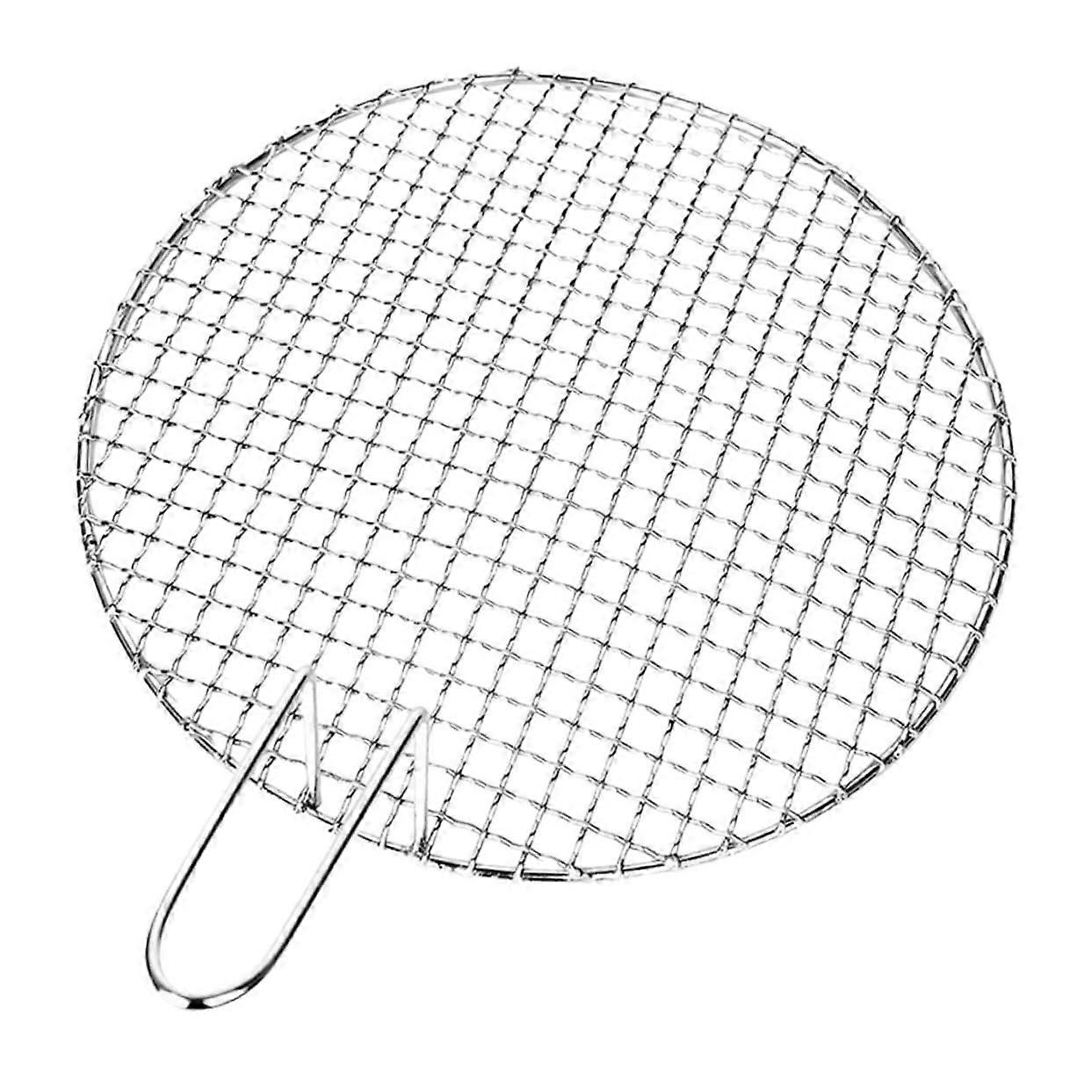 Round grill net with BBQ accessories for outdoor grilling, nonstick coated, easy to clean, for meat and vegetables, wire thickness.