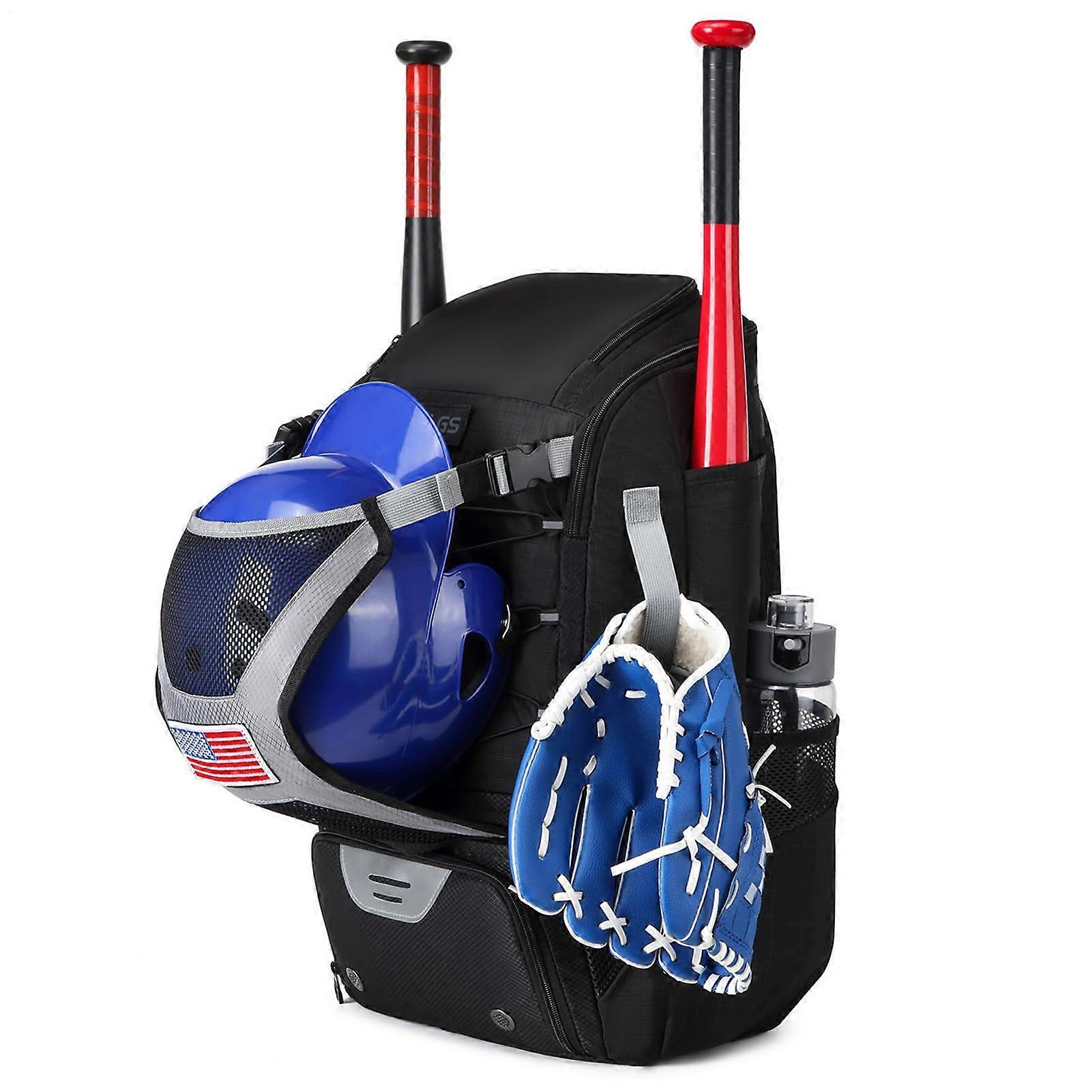 Baseball and softball equipment bag, lightweight softball bat for adults, with fence hook, holds Tball bats, helmets, caps, tee ball equipment