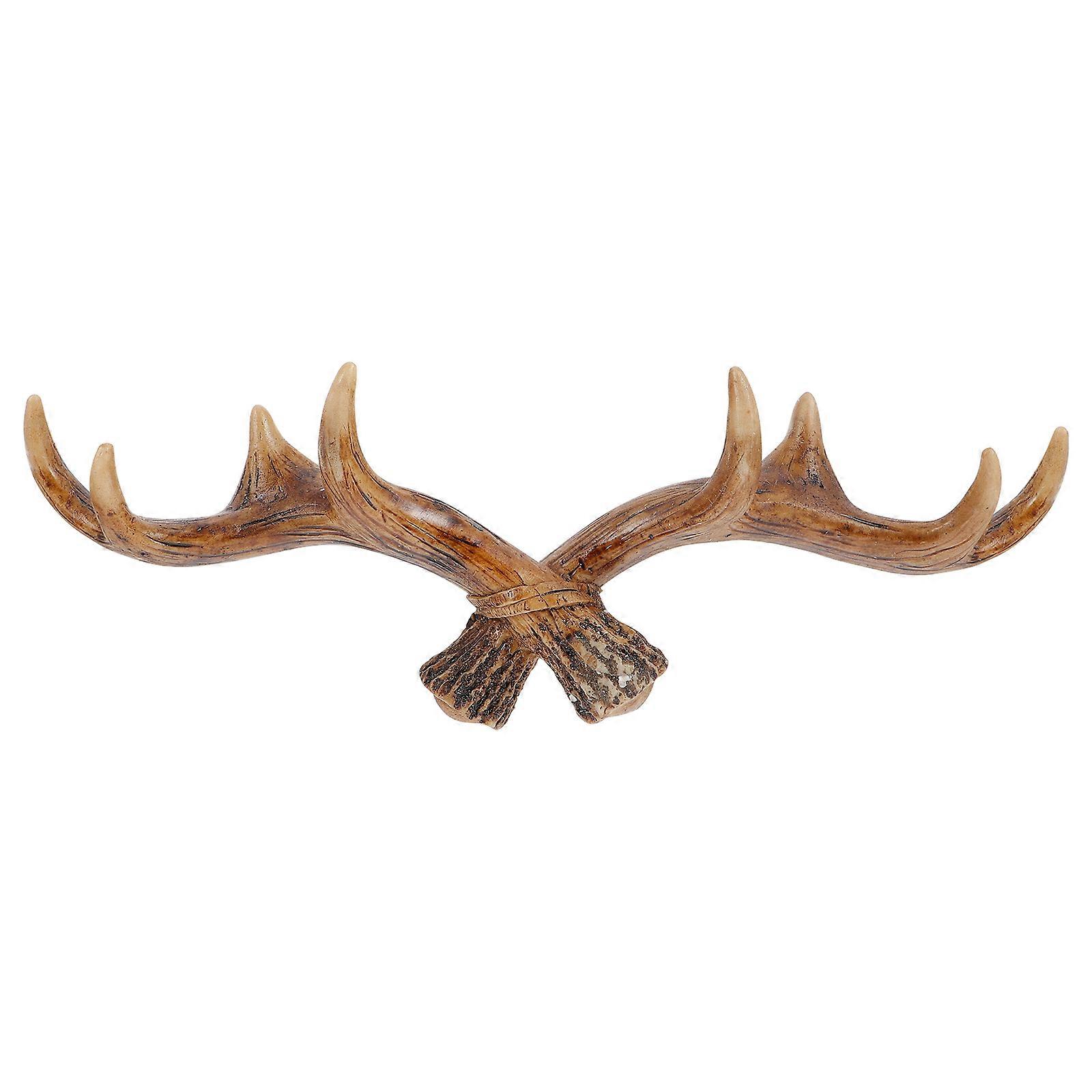 Retro Antler Wall Hook, Decorative Deer Horn Coat Hat Hanger, Rustic Key Holder for Home Organization Style