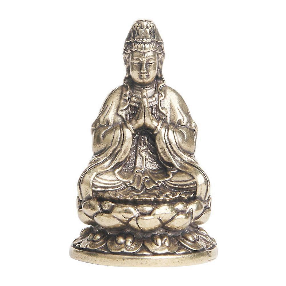 Retro Brass Buddha Statue Desktop Ornament Lotus Sculpture Home Office Decor Rust Resistant Figurine for Meditation and Harmony