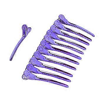 12 stk Duckbill Clip Stål Frisør Frisør Pin For Frisørsalong Frisør ShopPurpleYMMR)