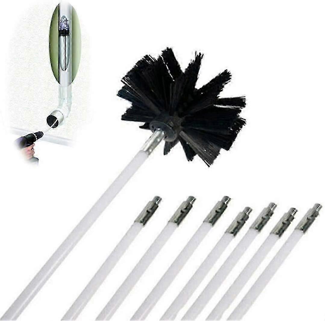 Chimney and Dryer Vent Cleaning Brush Kit with Nylon Rods, 6-Piece Set