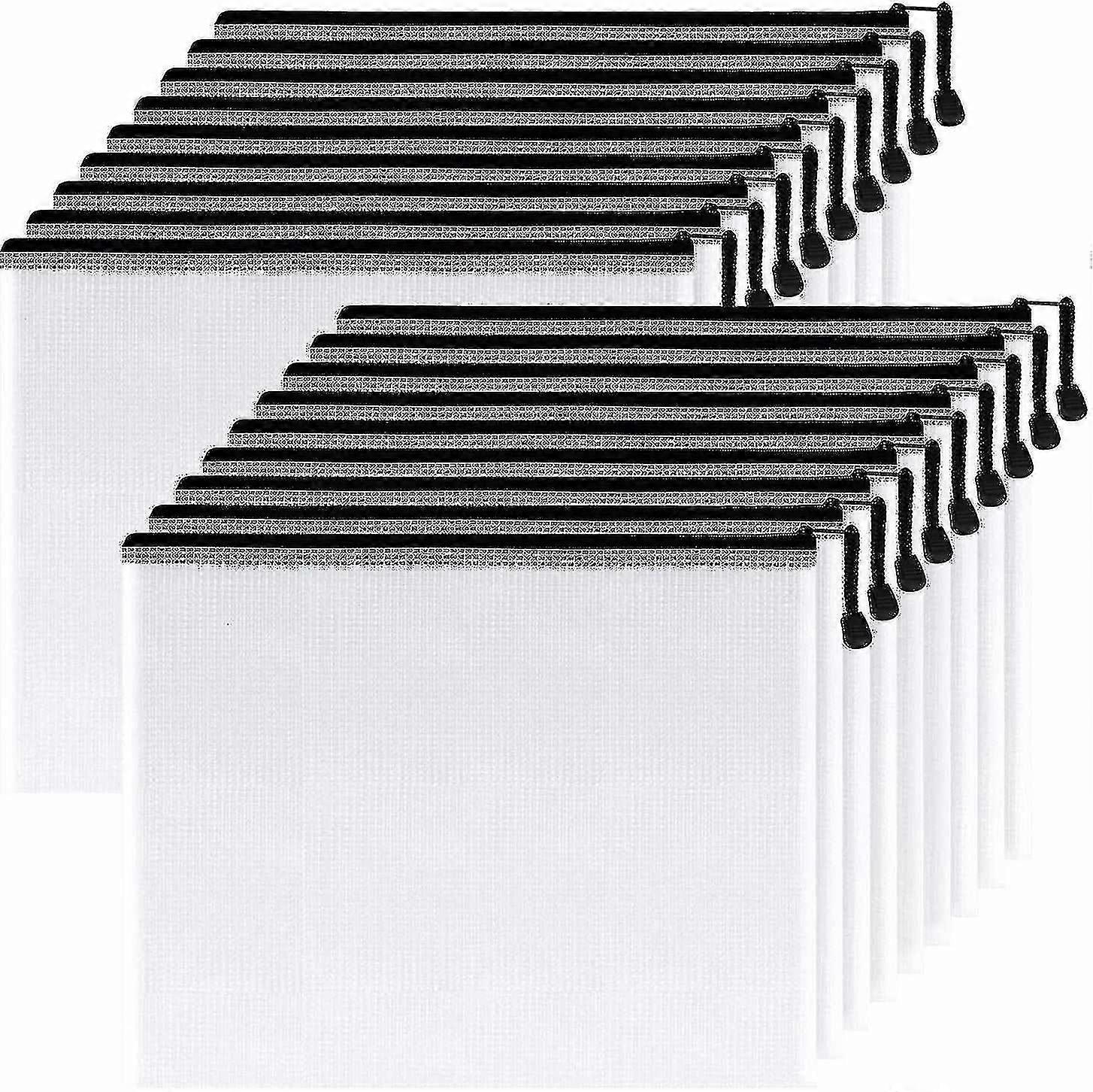 Set di sacchetti con cerniera in rete di plastica resistente all'acqua da 30 pezzi - Organizzazione versatile per forniture scolastiche e per ufficio