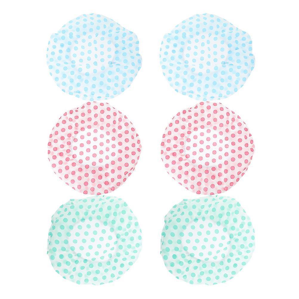 Waterproof Shower Cap Large Hair Cap for Showering 6Pcs Assorted Color