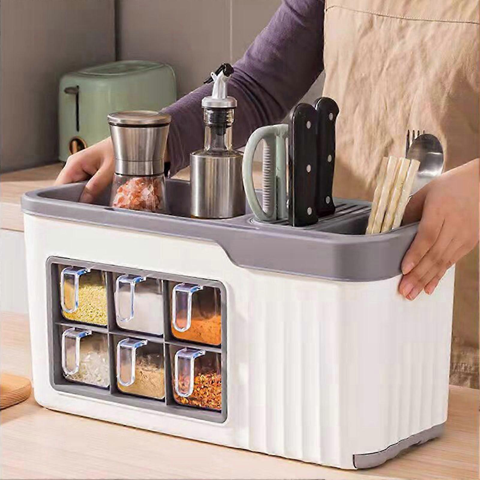 Seasoning Jar Storage Box Versatile Space Saving Spice Jar Storage Container for Home Kitchen