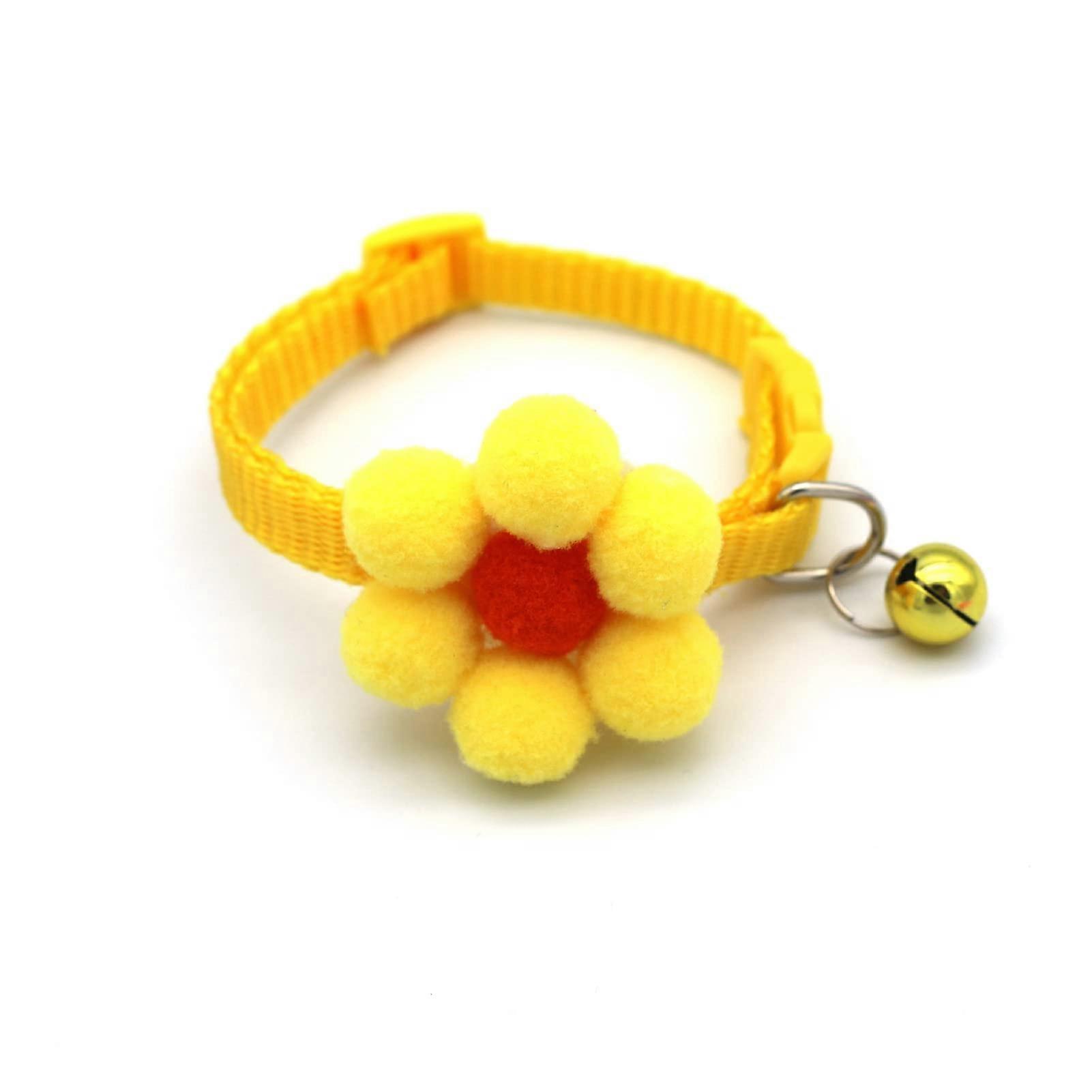 Detachable Flower Dog Collar Soft Floral Pattern With Adjustable Buckle, Yellow, For Small Medium Large Dogs And Kittens