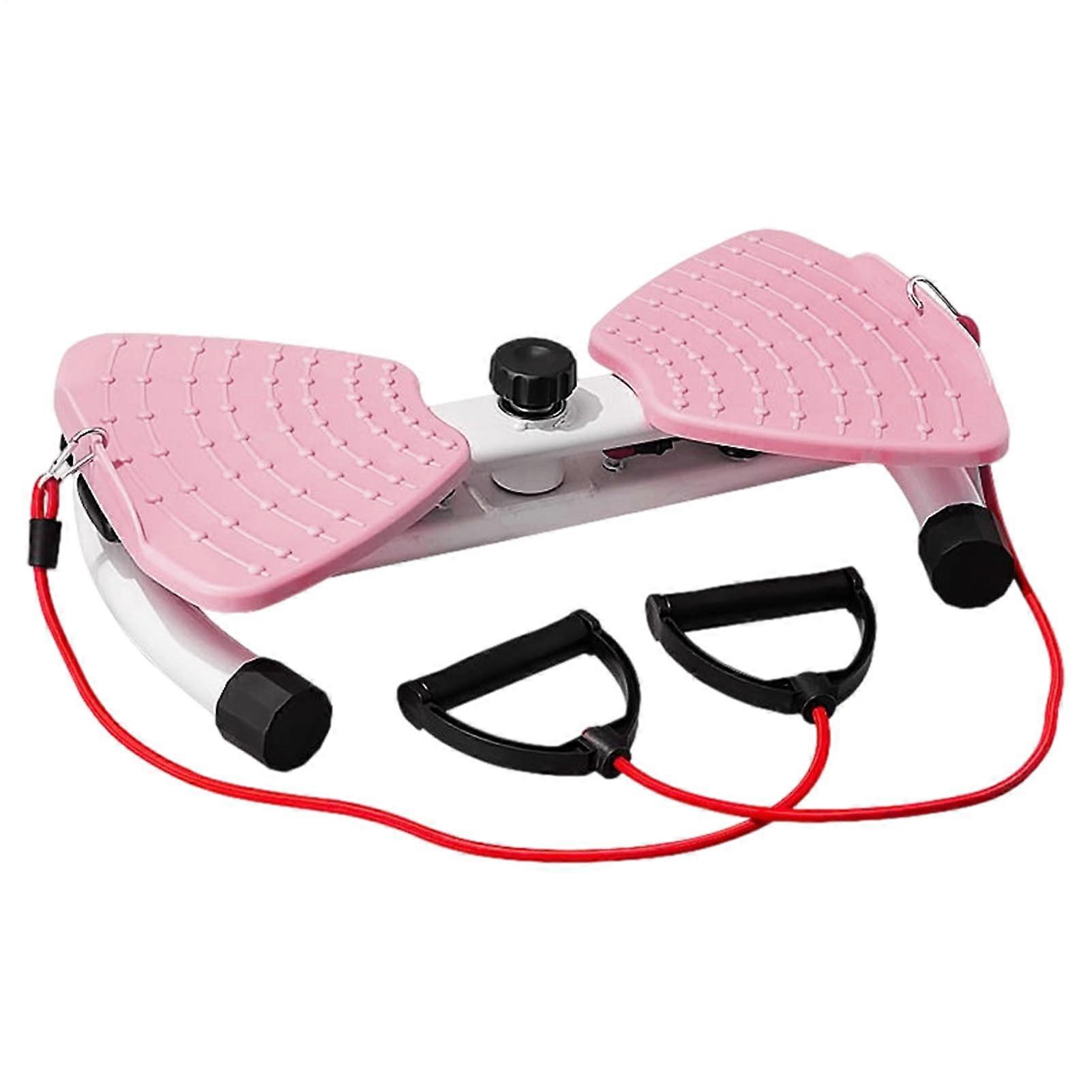 Abdominal trainer rotating board with resistance bands for home workouts, Pink