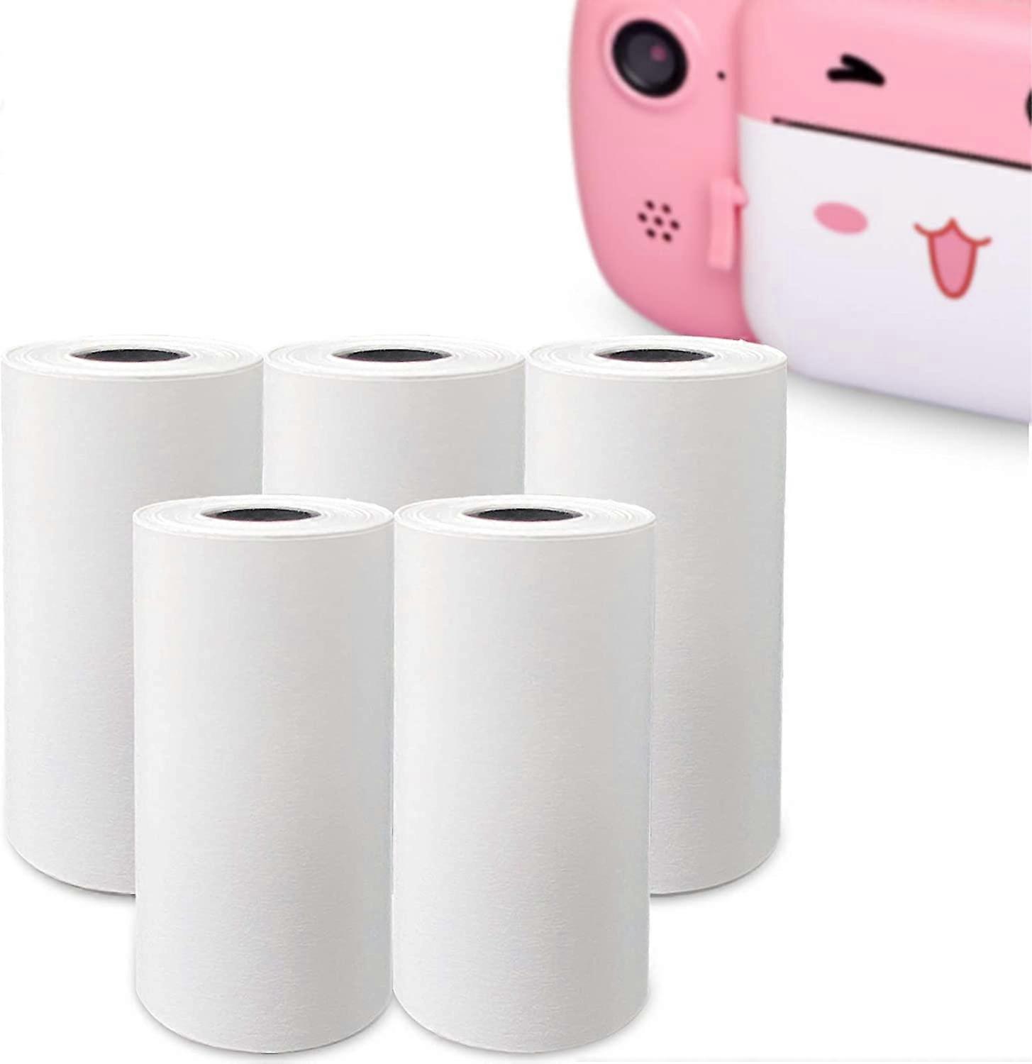 Thermal Paper Roll 57x25mm BPA Free Non-Adhesive Printing Paper for Kids Instant Print Cameras 5 Pack White