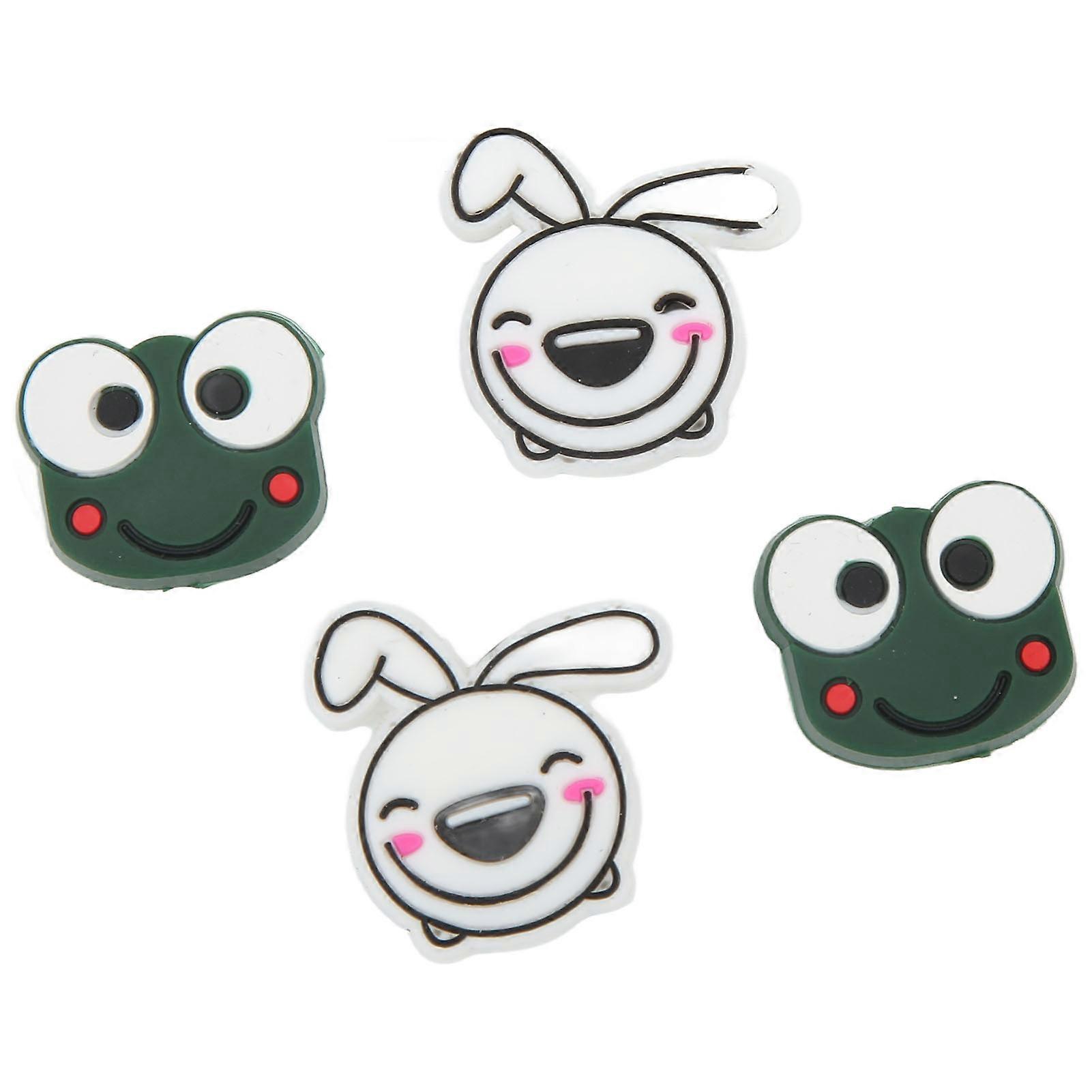 4 PCSテニスラケット振動ダンパー漫画動物の形テニスショックアブソーバーカエル2.2cm / 0.9inウサギ2.8cm / 1.1in