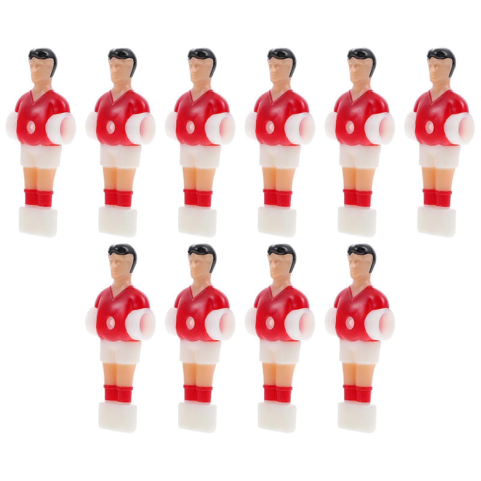 Red Plastic Football Player Dolls for Table Soccer Machine 10 Pieces Flexible and Durable