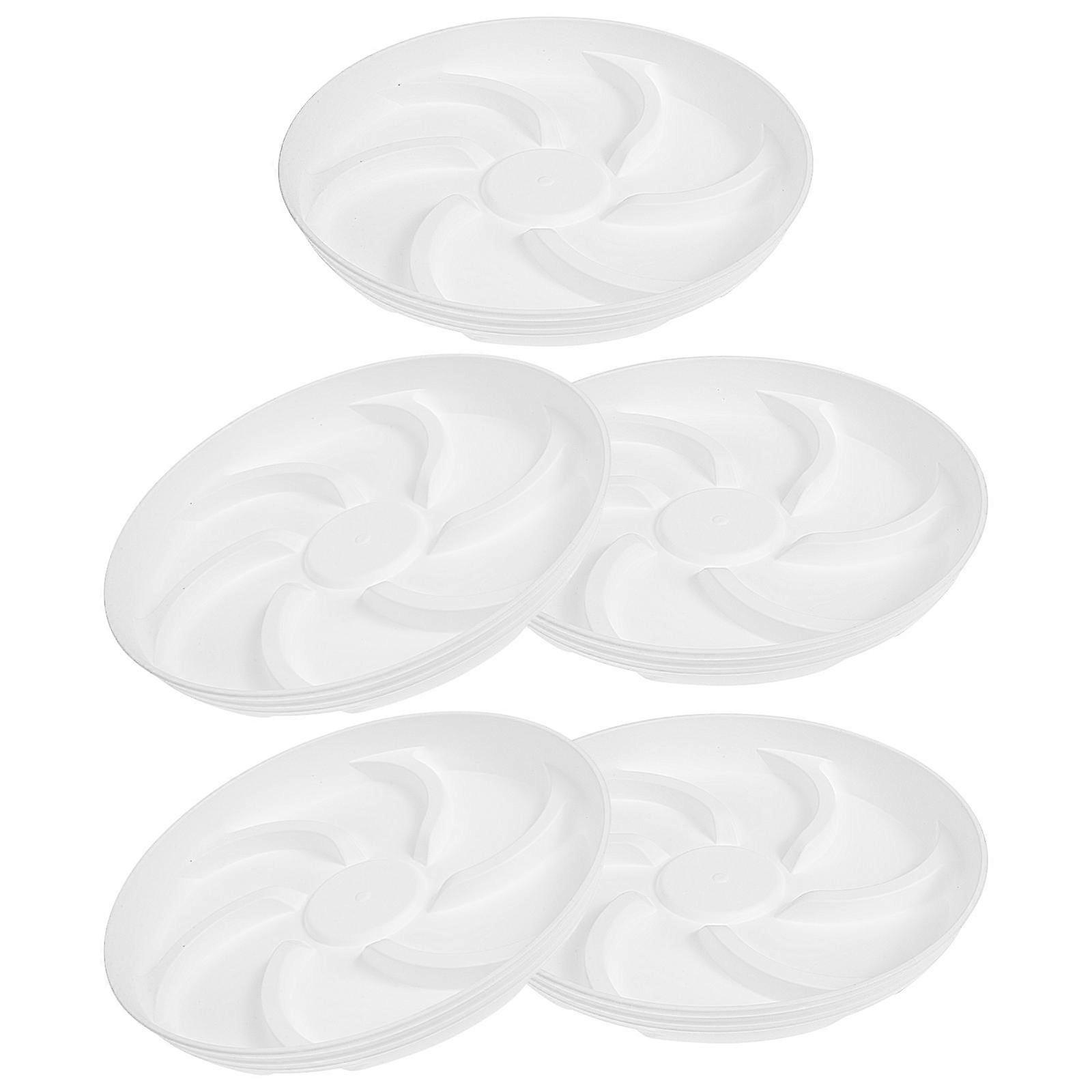Ivory Resin Plant Pots Tray with High Raised Design for Holding Prevents Water Spill 5pcs