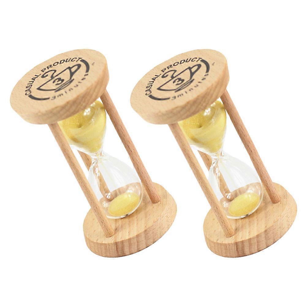 Kids Hourglass Tooth Brushing Timer Simple Desktop Design 10x5cm Yellow 2Pcs