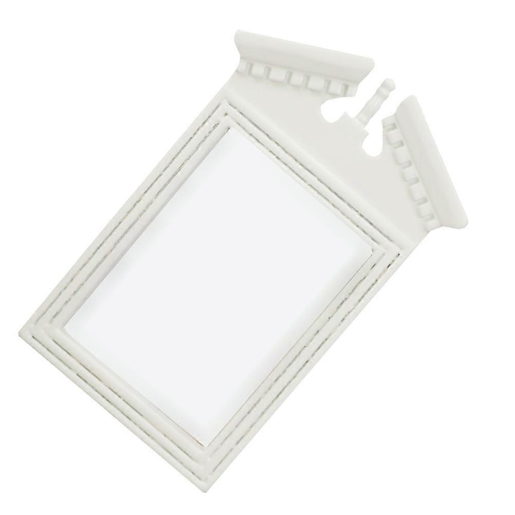 1pc Cute Mini House Mirror Home Decor Micro scene Accessory (White)