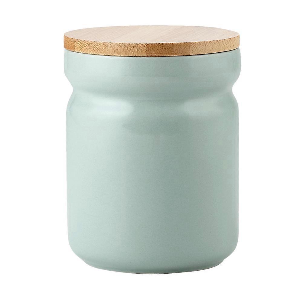 علبة شاي خزفية حساسة للاستخدام في المطبخ بلون أخضر فاتح وختم محكم 1 قطعة