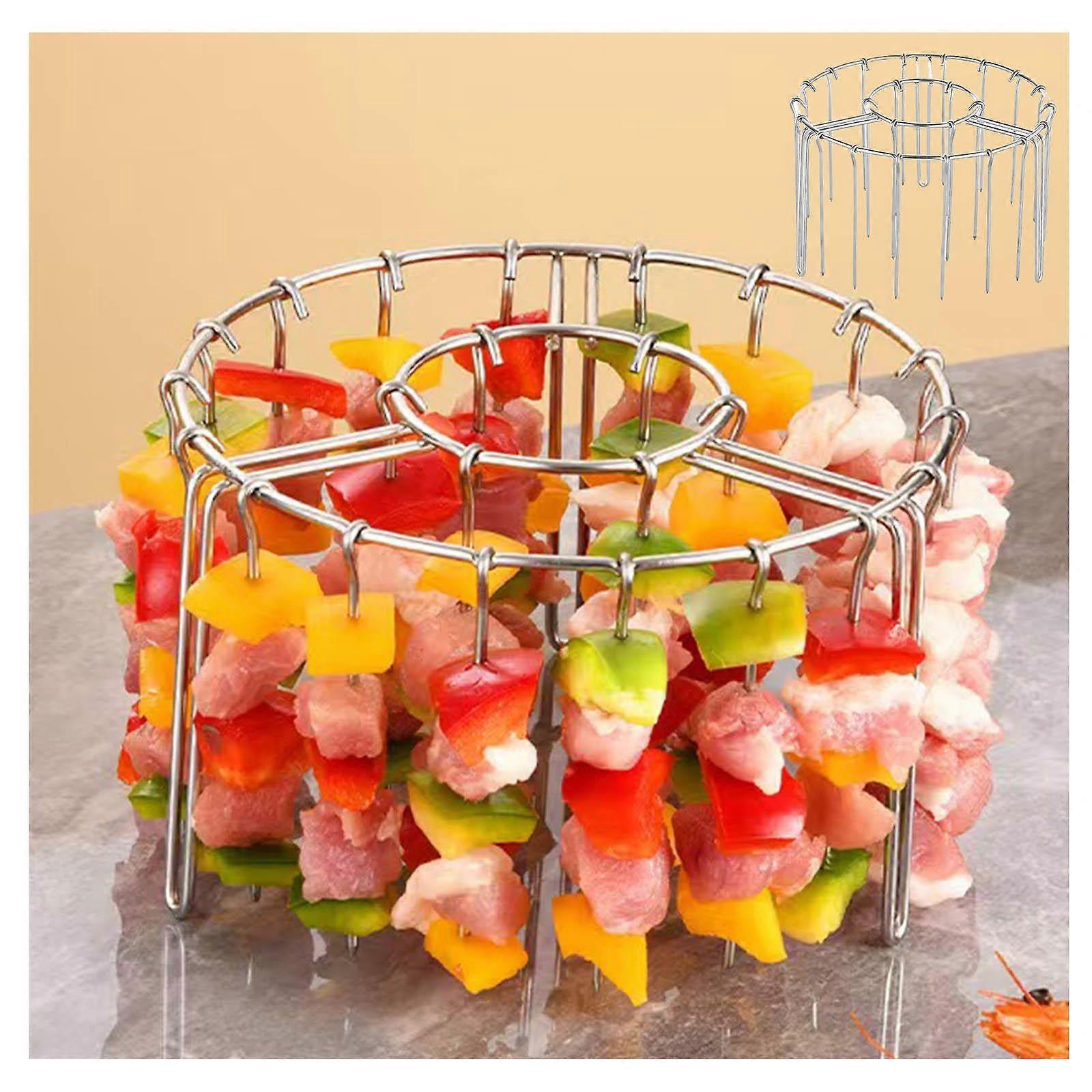 Grid for Hot Air Fryer 360-Degree Heat Circulation Stainless Steel Cooking Grate With Skewers Rack 48 Skewers