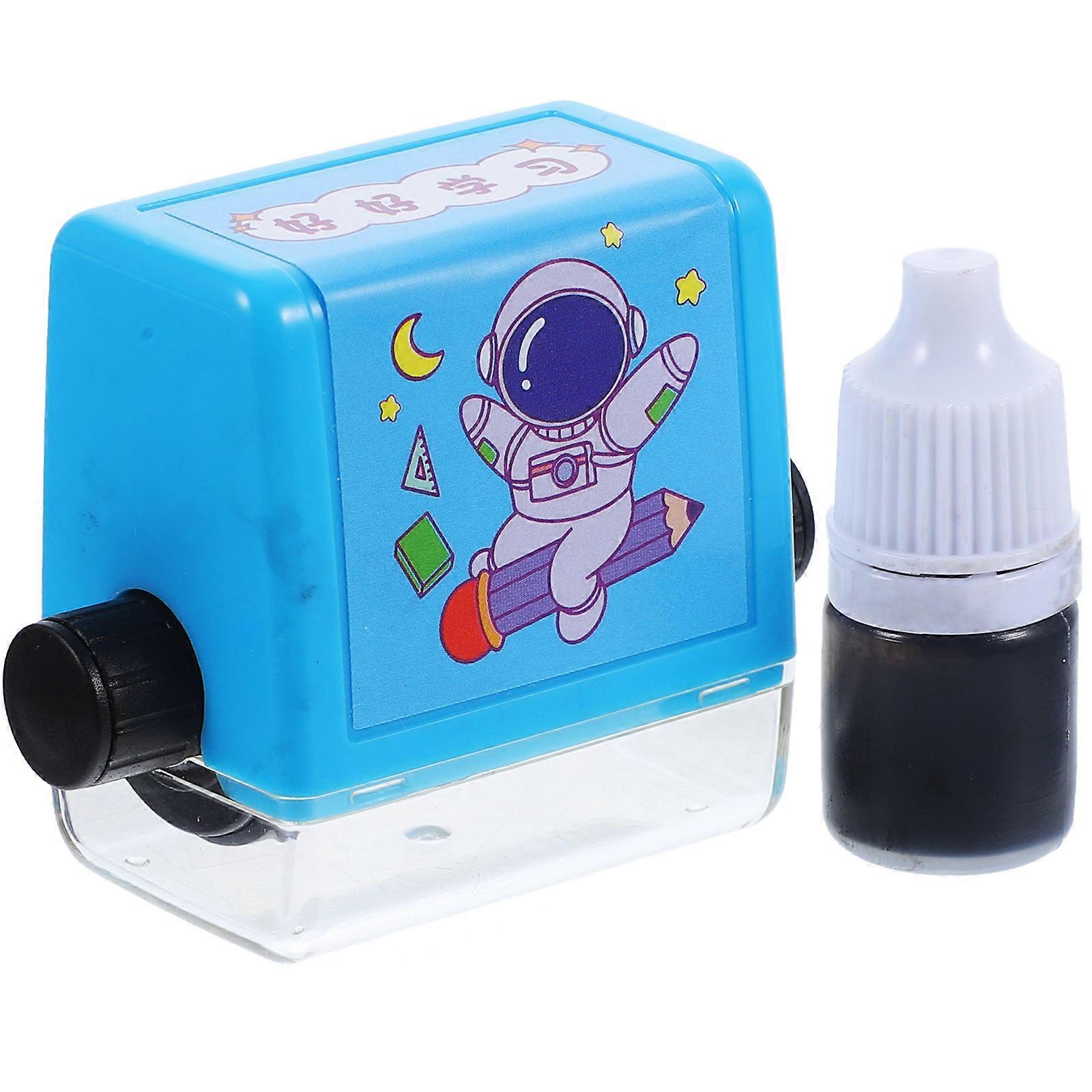 Stamp Roller Math Learning Ergonomic Design Cylindrical Shape Blue Color Clear Imprint 1Set