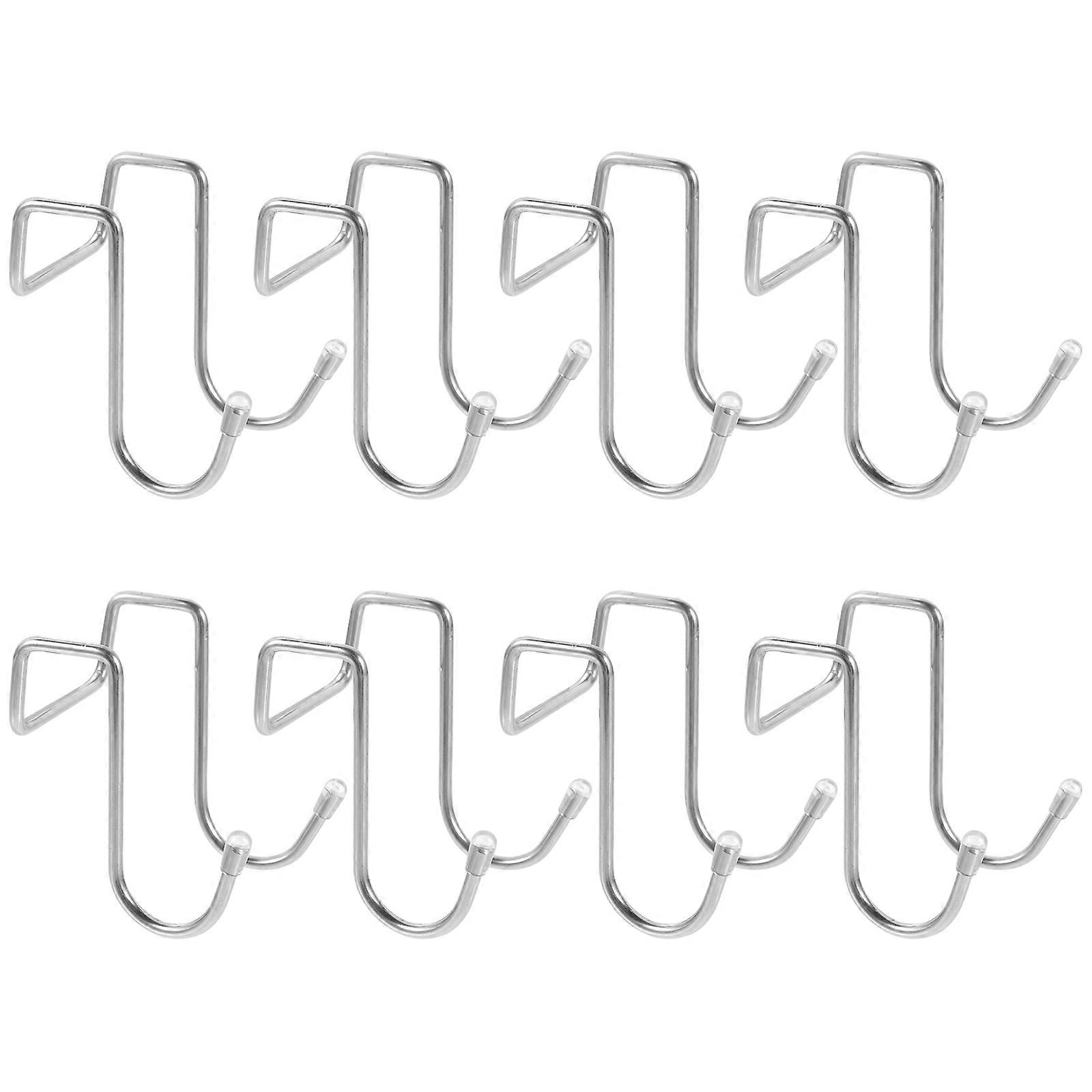 الفولاذ المقاوم للصدأ هوك على شكل حرف T أواني معلقة على شكل S على شكل خزانة خزانة منظم فضي 7 × 5.5 × 2.5 سم دعم البستنة 8 قطع