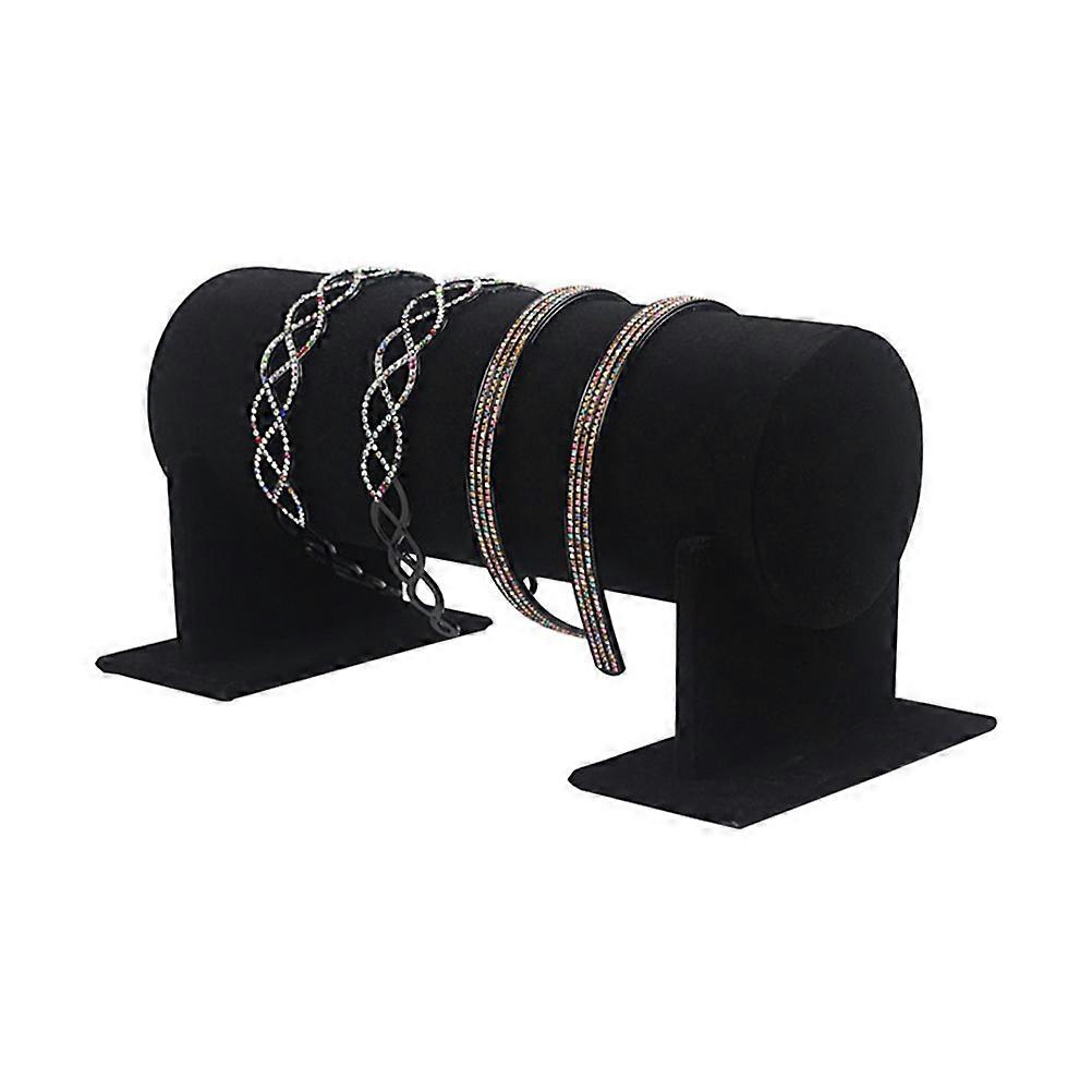 Headband Display Stand Hair Hoops Display Rack Organizing Accessories Cylindrical Shape Black 1Set
