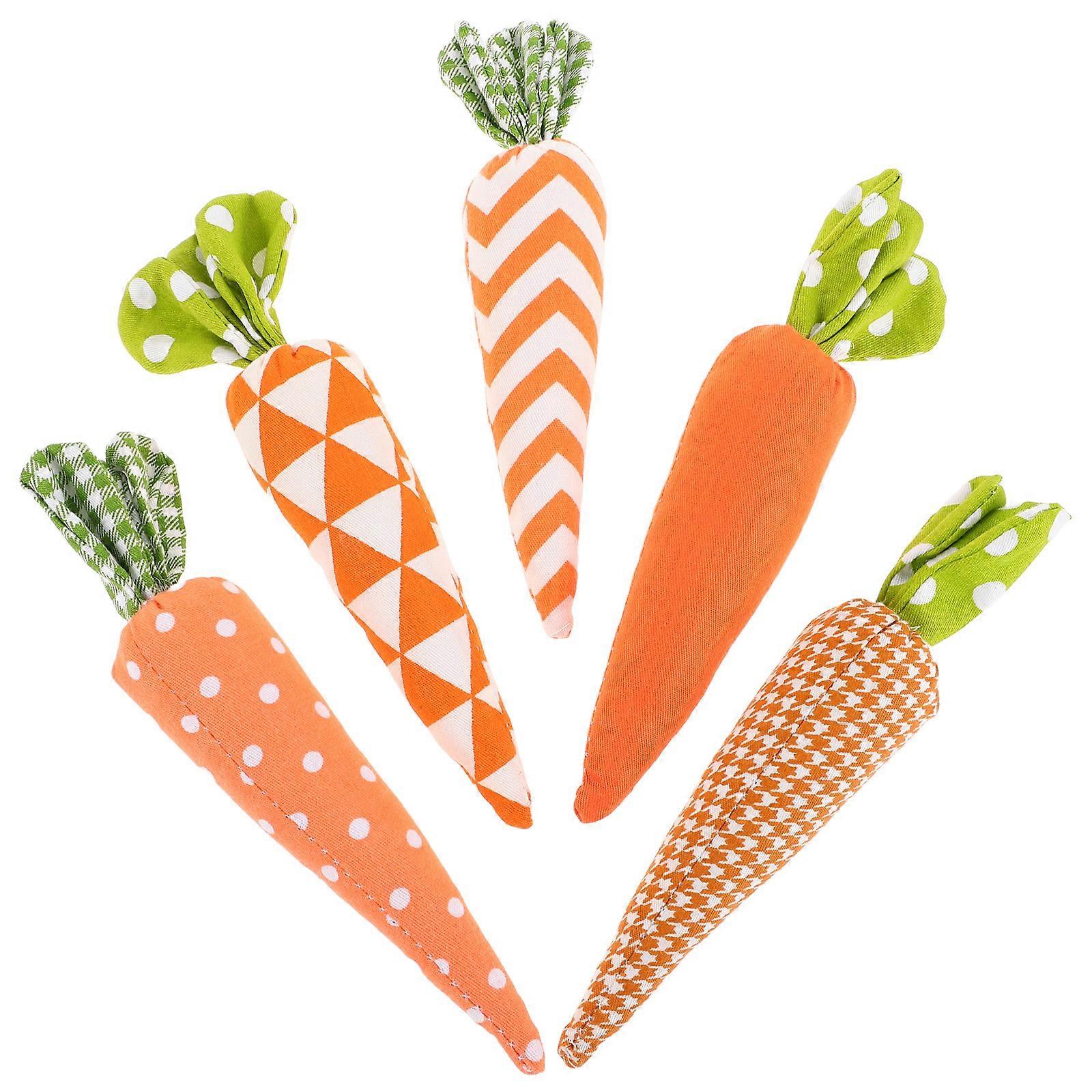 5pcs Easter Carrot Fabric Toy Artificial Stuffed Carrot Rustic Decor for Easter Baskets Spring Farmhouse Tiered Tray Decoration