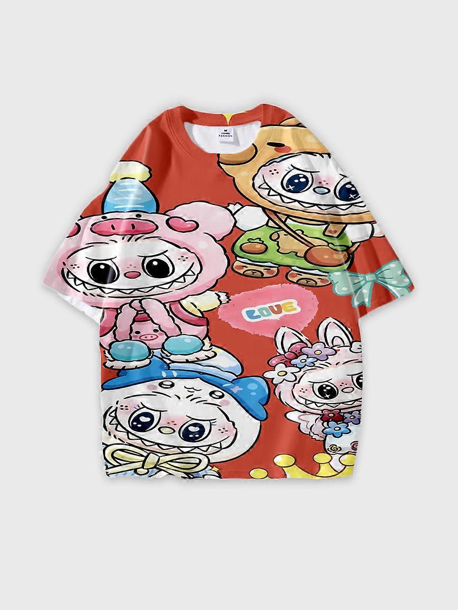 T-shirt round neck Pattern loose short sleeve P2745