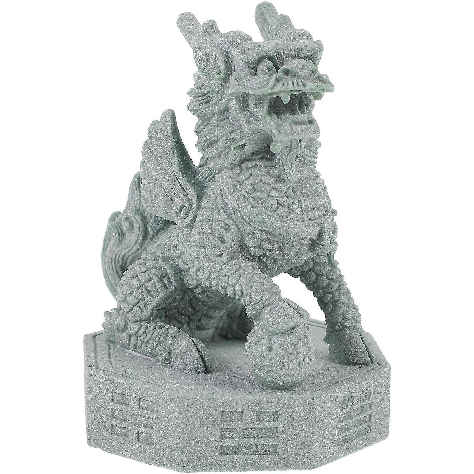 Grey Kylin Statue for Decoration with Excellent Craftsmanship and Texture Made of Sandstone Widely Used in Daily Life or Festivals