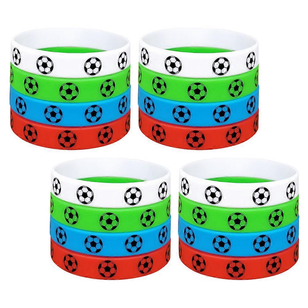 16 Pack Soft Silicone Football Wristbands in Red, White, Blue, and Green for Soccer Teams, Fans, and Group Gifts – Show Team Spirit with Comfortable