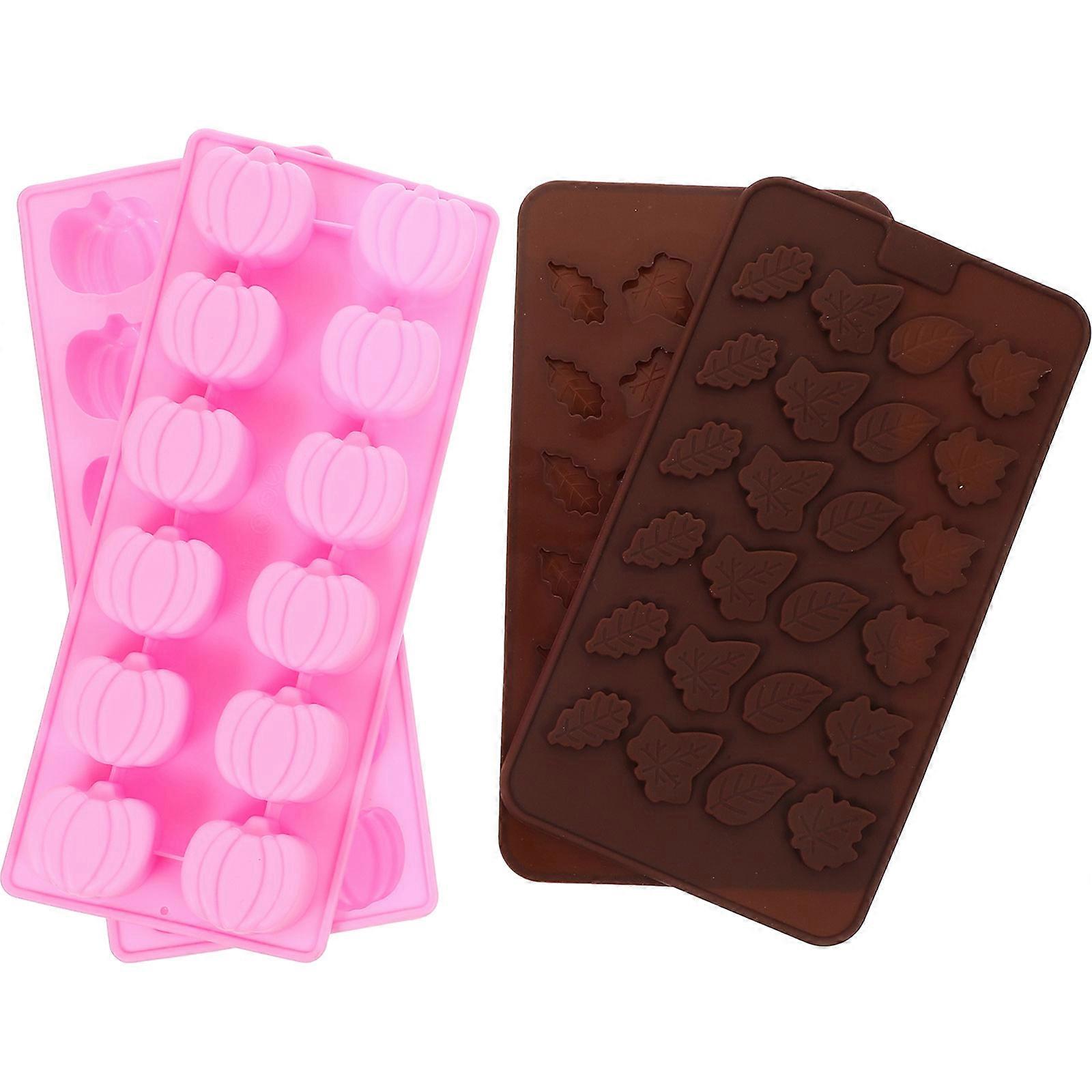 Here's a polished product description based on the title you provided:
**4pcs Halloween Silicone Chocolate Mold – Pumpkin & Maple Leaf Shapes**
