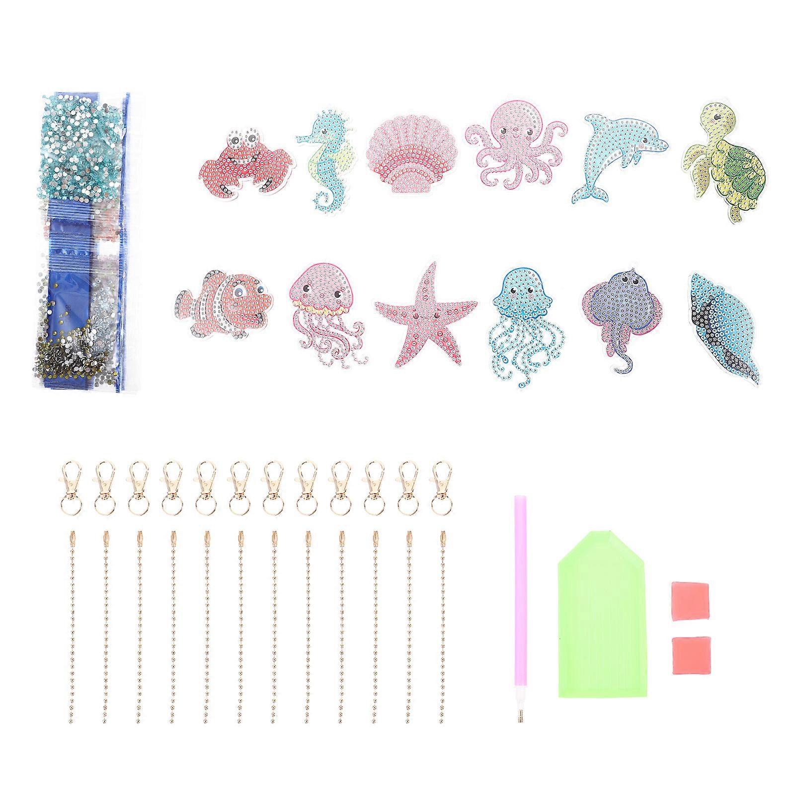 DIY Diamond Art Keychains Kit with Acrylic and Metal Material for Decoration Assorted Color