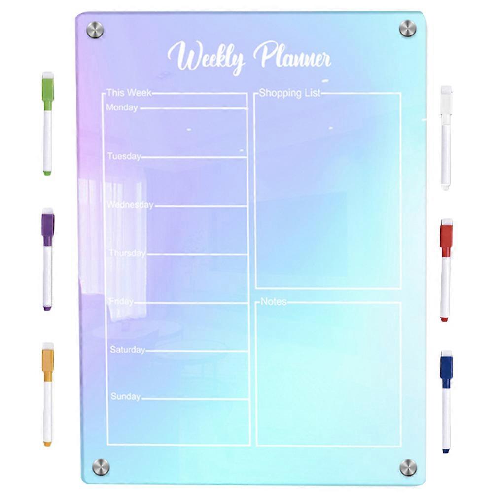 Magnetic Dry Erase Board for Refrigerator with Assorted Colors Acrylic Kitchen Planner Perfect for Home Use 1 Set