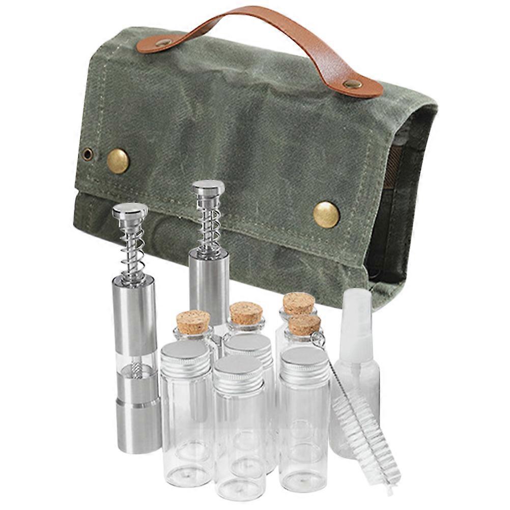 Portable Seasoning Bottle Set Compact Spice Jar Waxed Canvas Material For Picnic 1Set