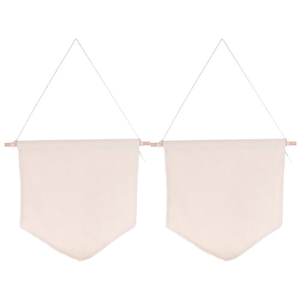 Pin Display Banners 2Pcs Badge Flag Wall Hanging For Home Office Nordic Style Triangle DIY Function Beige Color