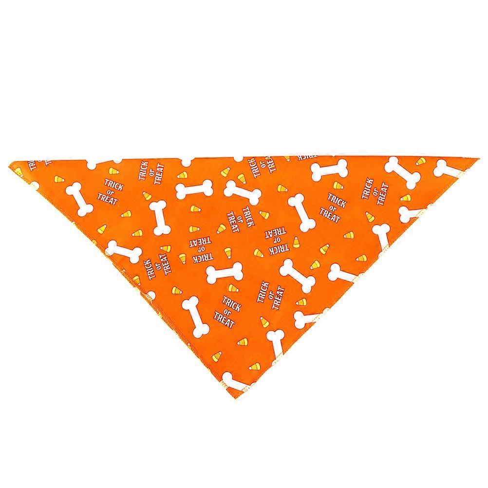Halloween Themed Triangle Dog Scarf With Adorable Design For Puppies Orange Neck Decoration 1Pcs