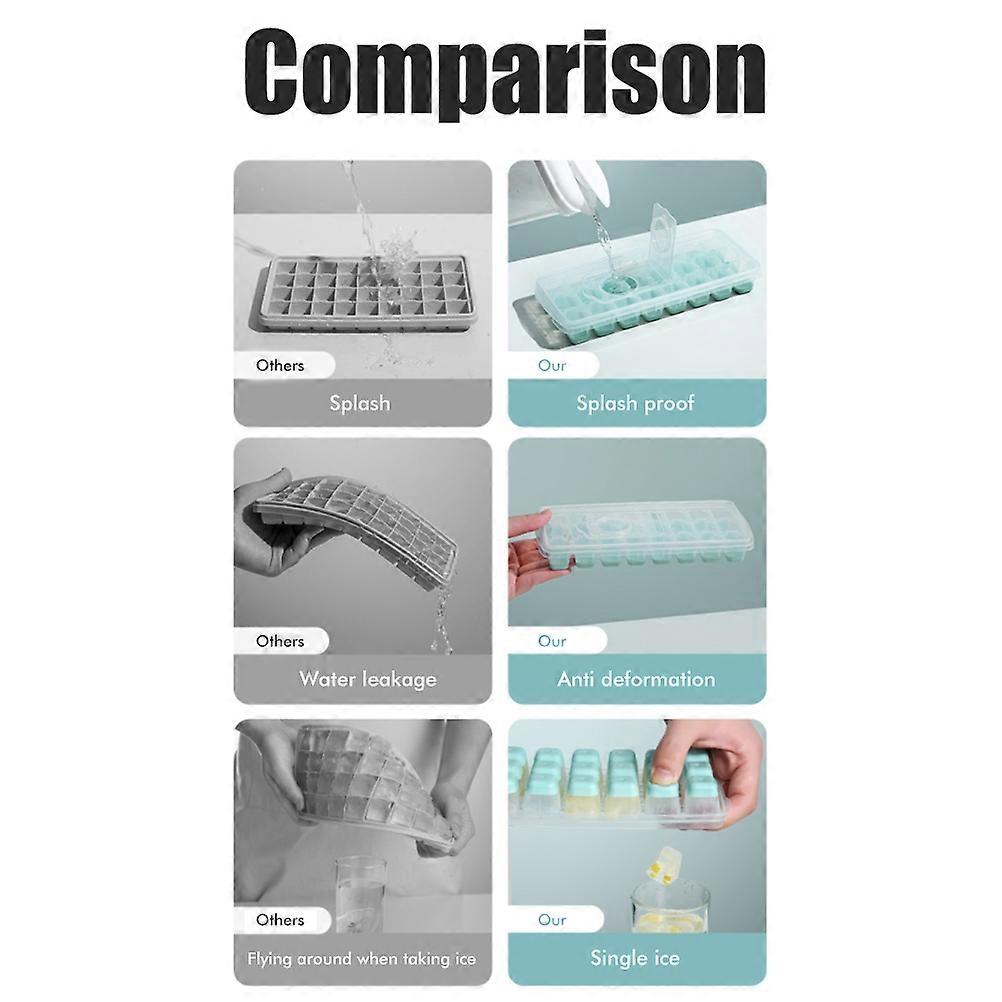 24 Grid Ice Cube Tray with Lid Covered Ice Cube Trays No Spill Ice Cube Cube Box Silicone Ice Cube Maker Tray