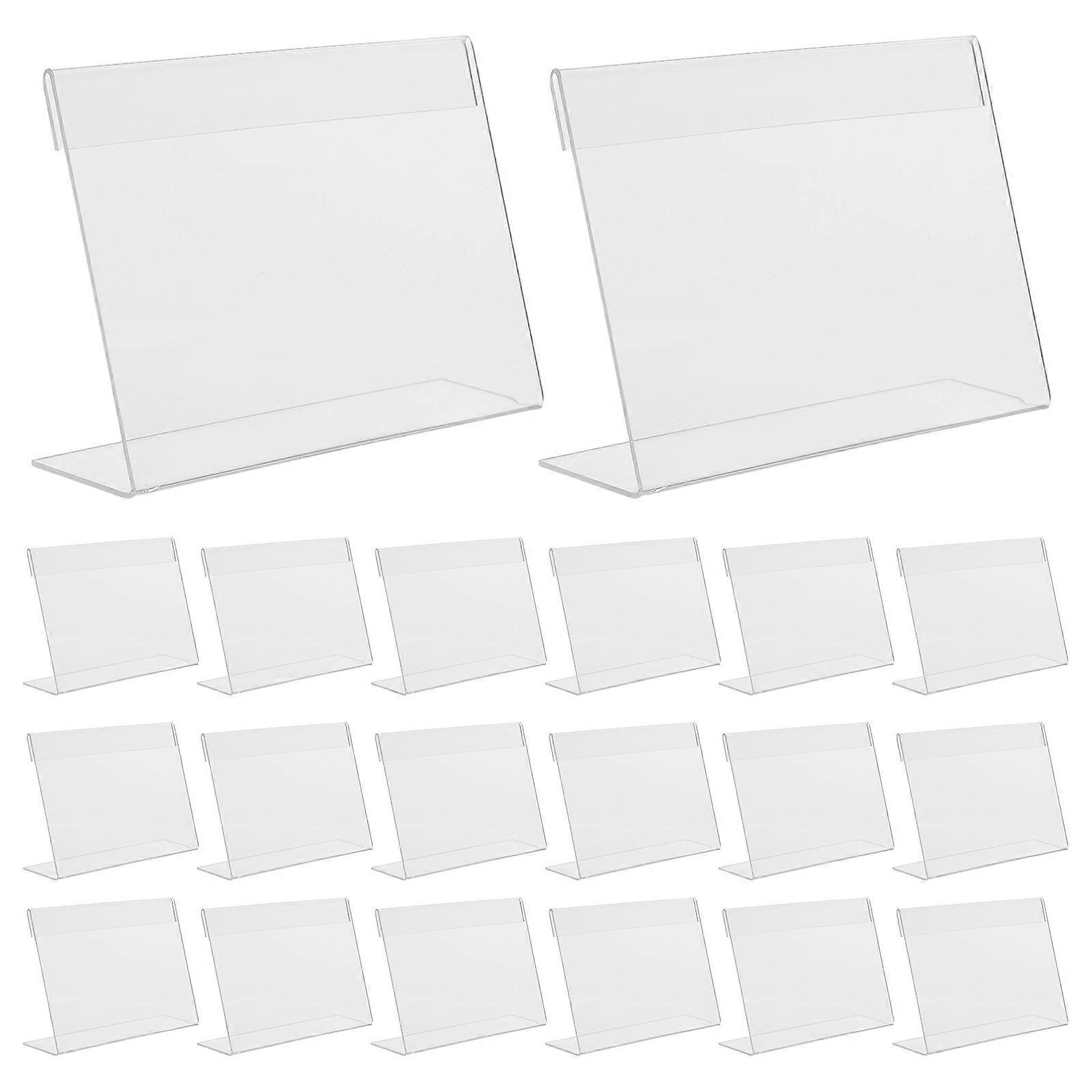 20Pcs Clear Price Tag Holder: Slanted Back Acrylic Display Stand For Home Refrigerator Store 4.72 X 3.14 Inch For Price Tag Management