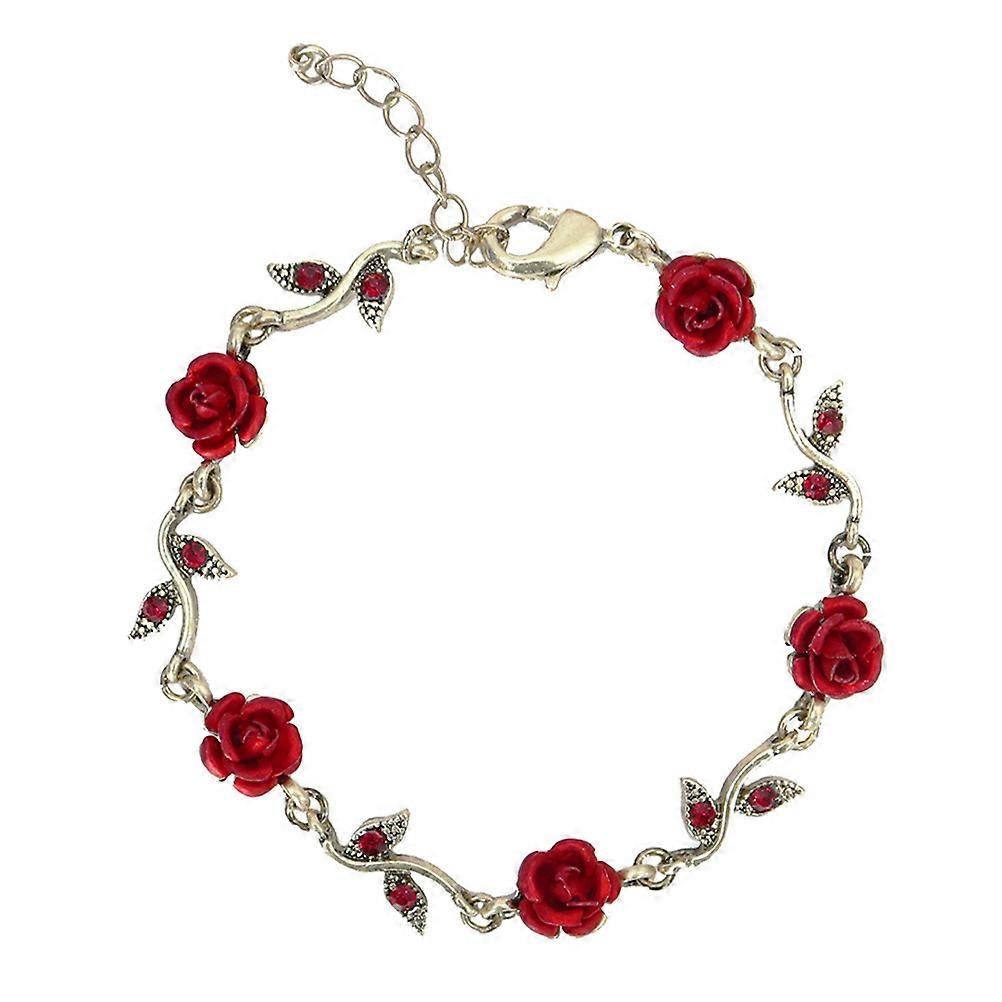 Charm Bracelet with Rose Details, Adjustable Length, Versatile Fashion Accessory