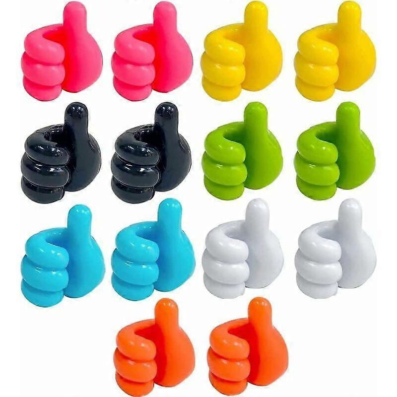 14 Pack Adhesive Thumb Wall Hooks - Multi-Function Wall Hooks - Adhesive Silicone Hooks - Self-Adhesive Cable Clip