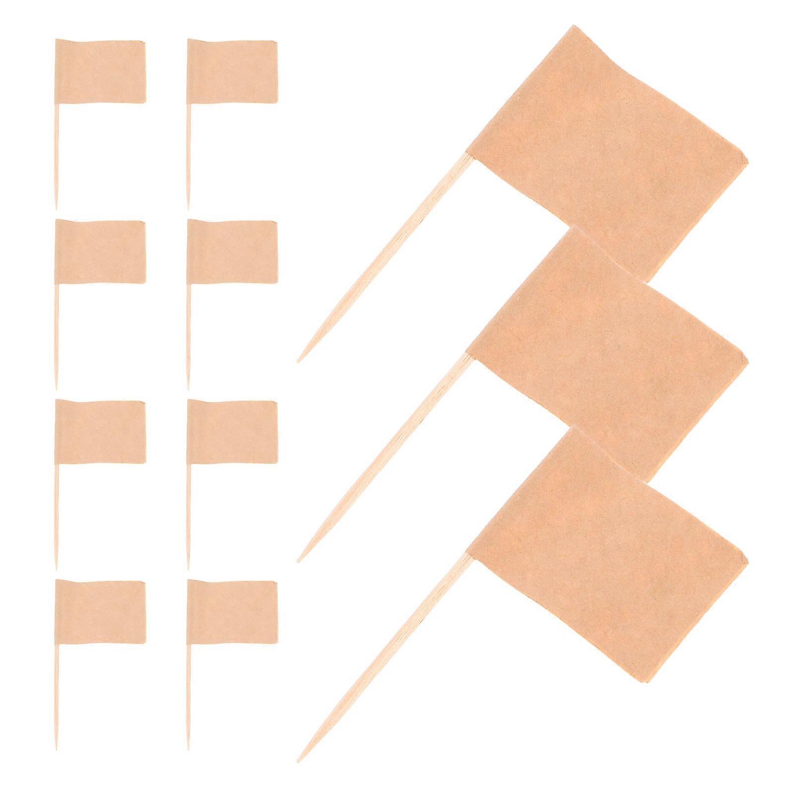 White Blank Flag Cake Toppers Set of 100 Picks for Decoration Party Supplies Creative Fruit Cupcake