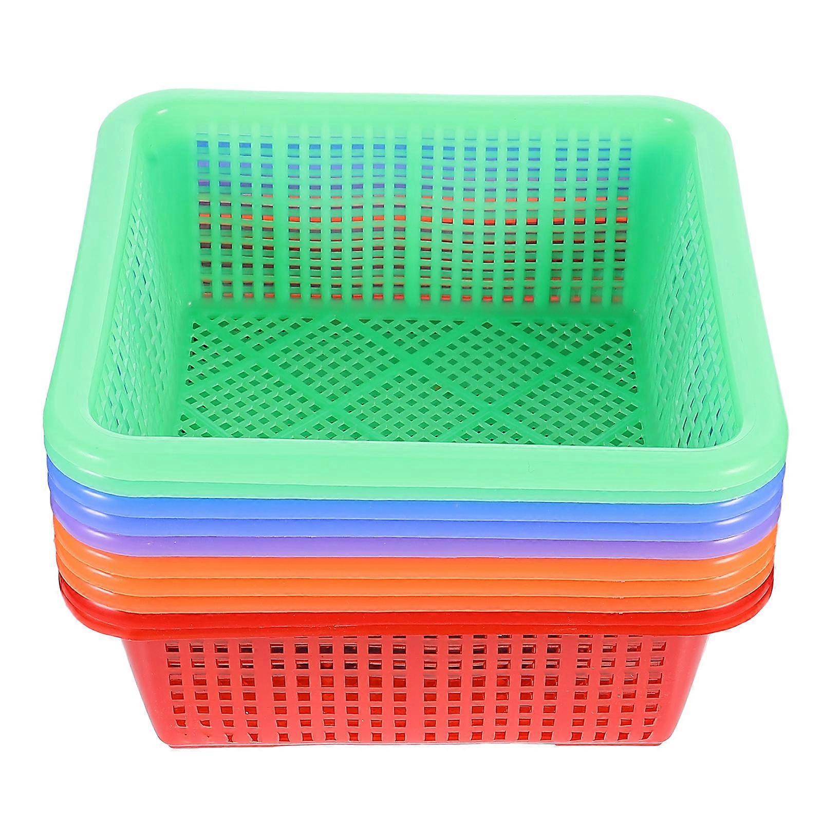 10pcs Square Shape Storage Baskets Plastic Bins Mixed Color